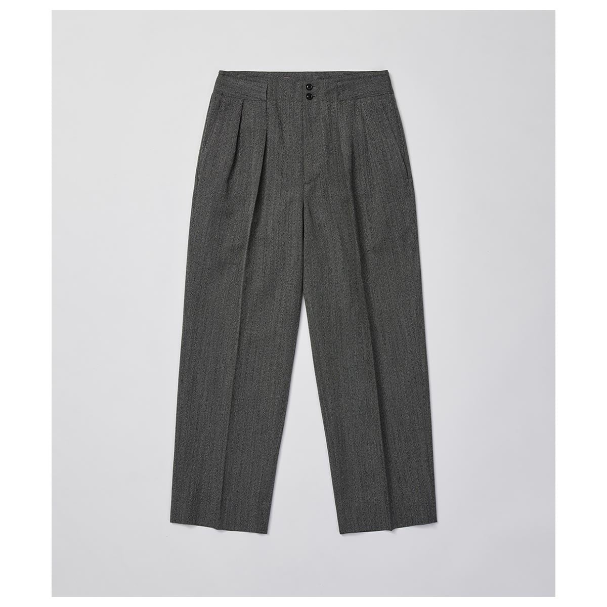 ����ƥꥢ ULTERIOR ������ �»� �إ��ܡ��� ���å� �ȥ饦���� WOOL WASHI HERRINGBONE TUCKED TROUSERS (UPT73-LA227-A)