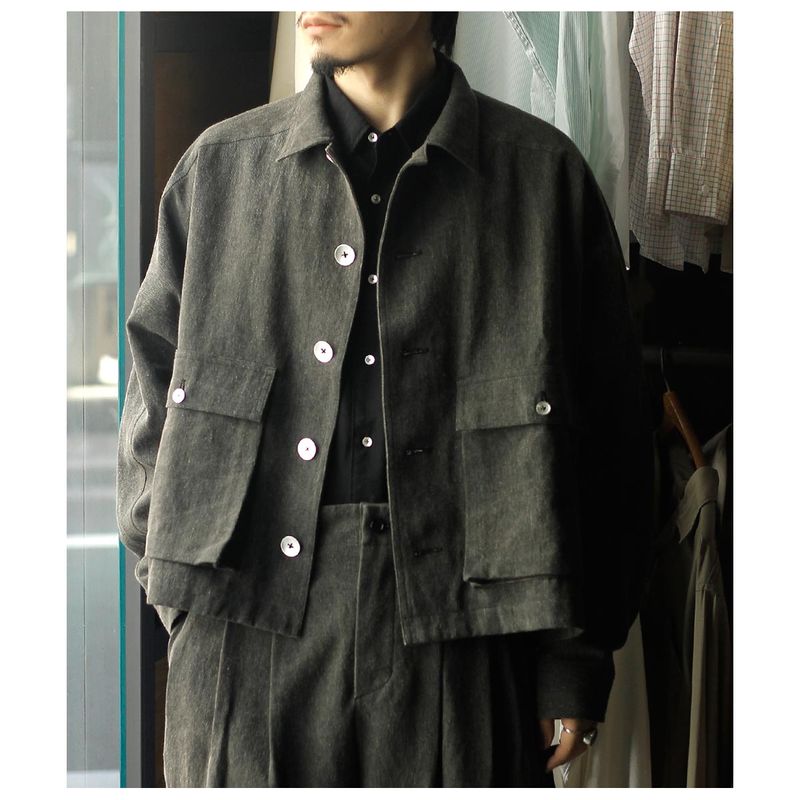 �������� AXIS ���åȥ� ��ͥ� �ĥ��� ���硼�ȥ�󥰥� �֥륾�� Cotton Flax Twill Short Length Blouson (BL001-26SS)