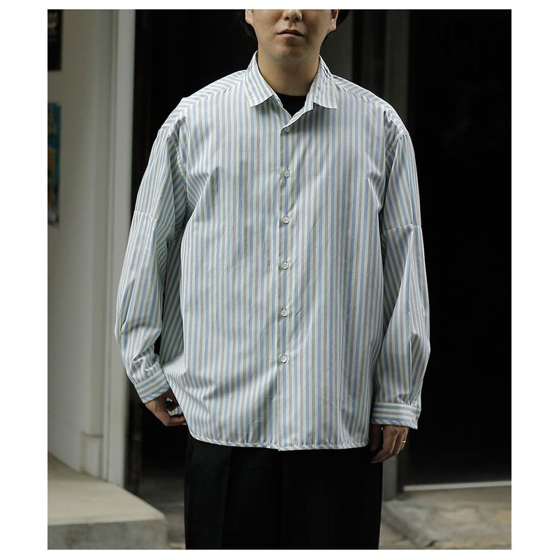 �ޥʥ� MANAVE ���ȥ饤�� ���å����顼����� Tuck Collar Shirts STRIPE MADE IN FRANCE (CH00-26SS-ST)