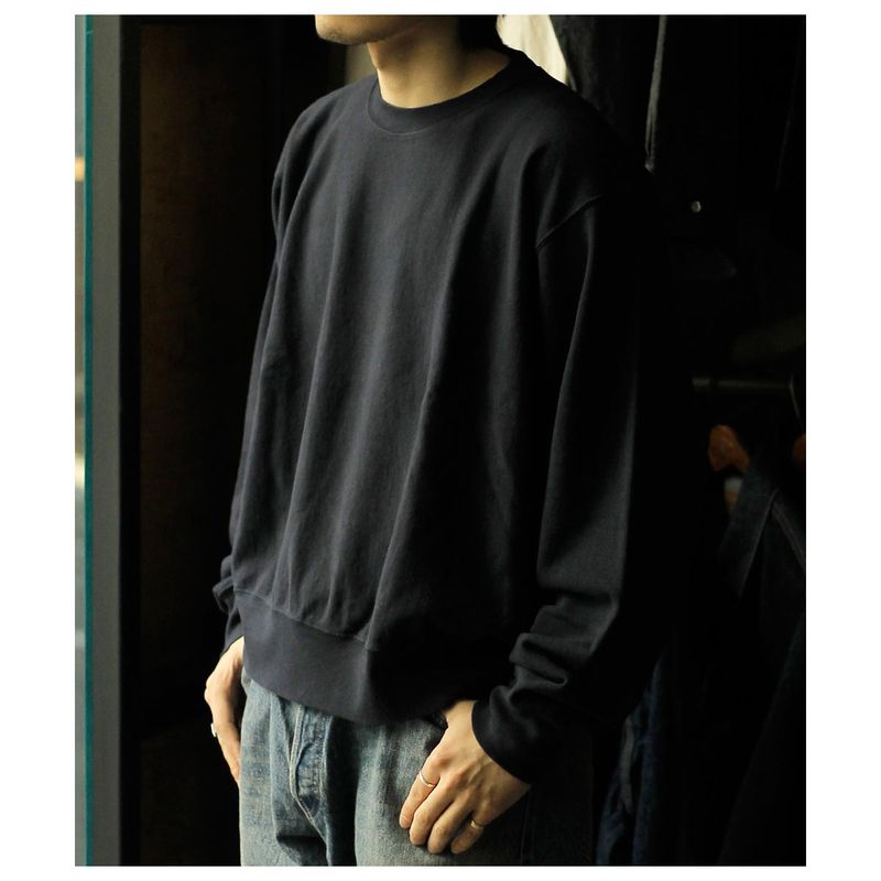 �ե�����󥸥� FILMELANGE ''���ǥ�'' �饤�ȥ�ͥ�΢�� ���롼�ͥå� Ĺµ �������å� ������ "LINDEN" Light Linen Urage L/S Sweat (LINDEN-26S)