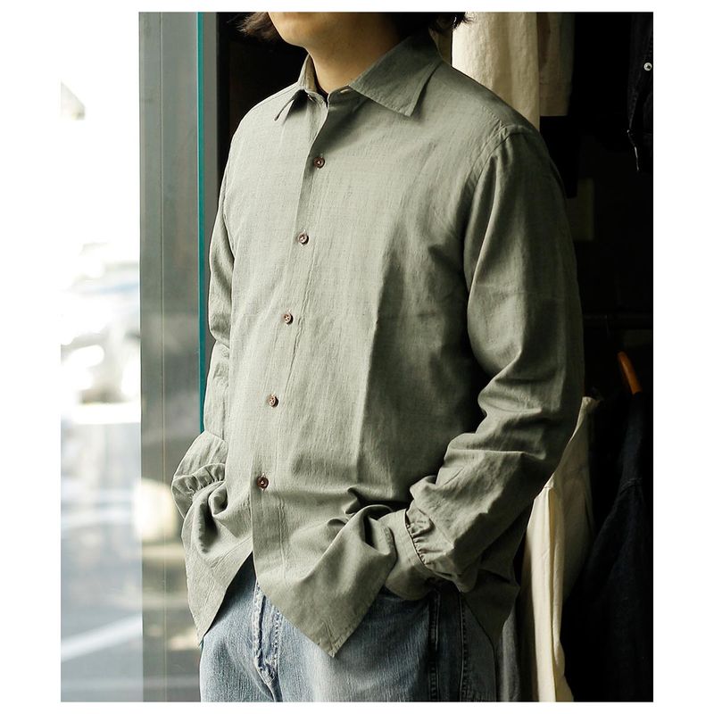 �����襹 ���ۥ� ������ǥ� �ӥ��奦 Aquellos Ojos Verdes BISHU �ɥ쥹 �����֥졼 �����󥶡� �磻�� ���顼 ����� Dressed chambray Windsor wide collar shirt (AOV-PE-R2-1)