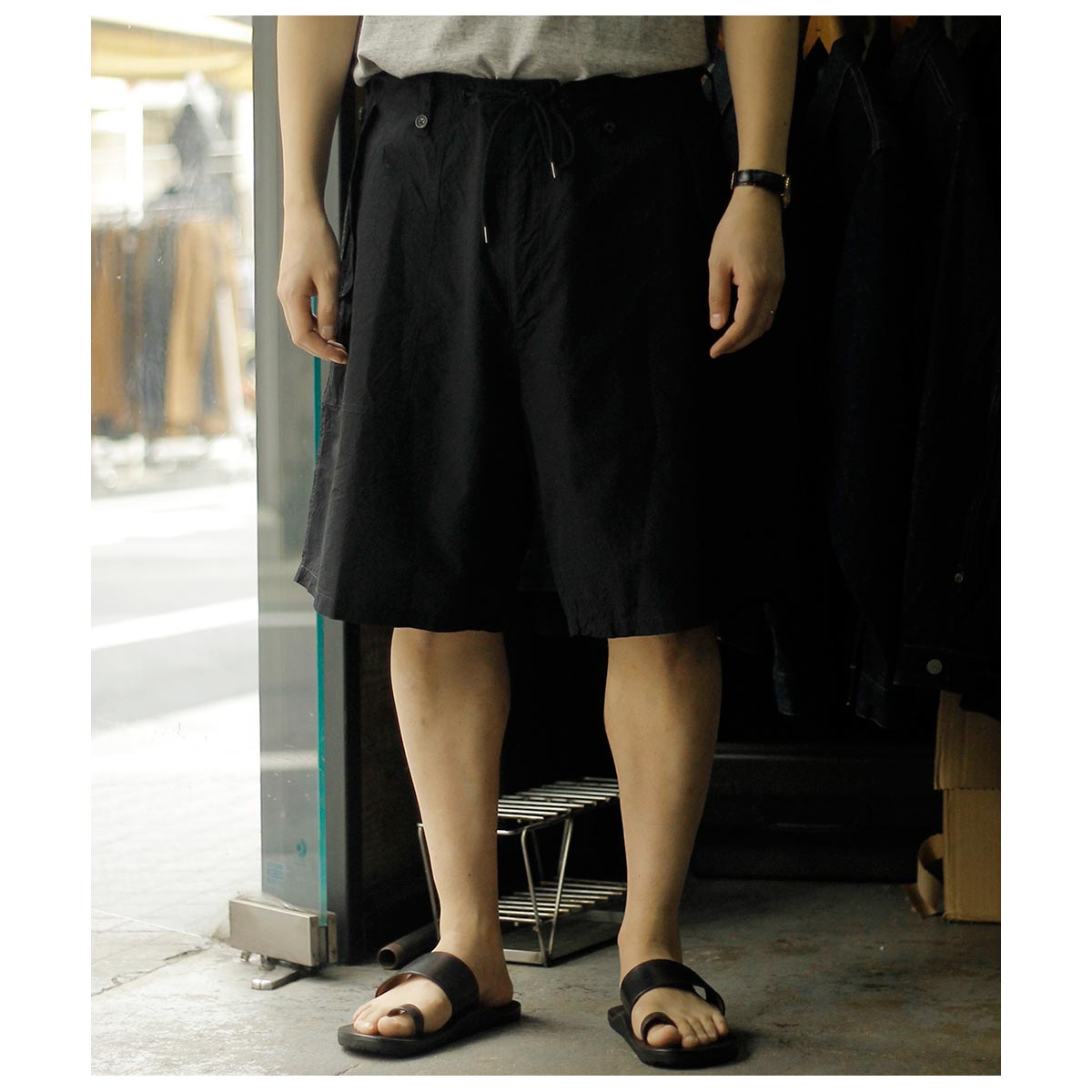 �����٥른�� AUBERGE ���åȥ� ���륯 �ޥ����� ��åץ��ȥå� �磻�� ���硼�� "������" COTTON SILK MICRO RIP STOP WIDE SHORTS "ILYAN" (AU26S13)