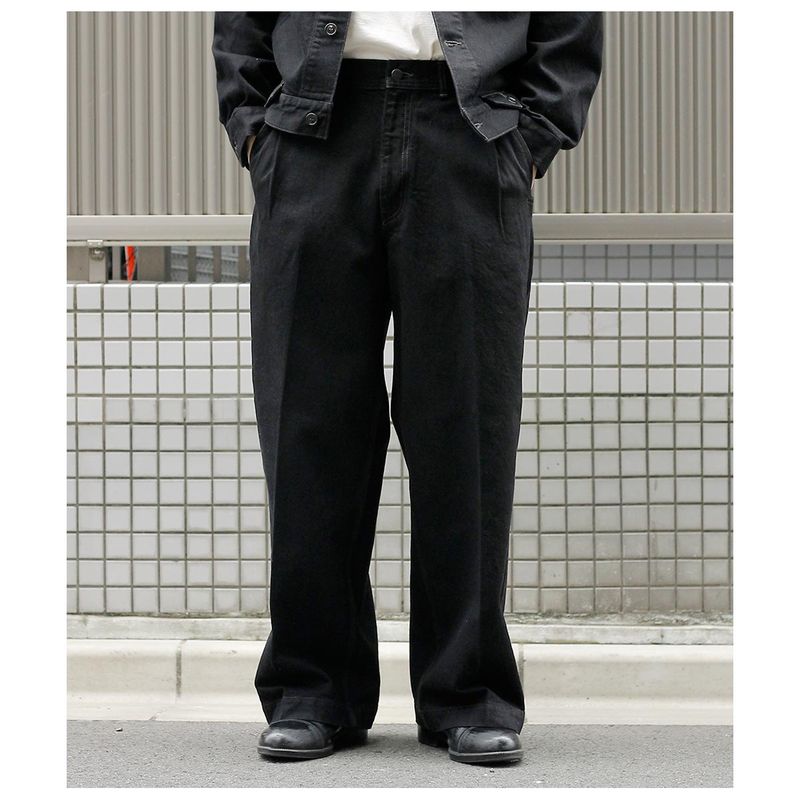 ����� SARTO 13.5oz �إӡ��ǥ˥� ����֥������꡼ ���å� �磻�� �ȥ饦���� 13.5oz COTTON DENIM EMBROIDERY TUCKED WIDE TROUSERS (262-24002 )