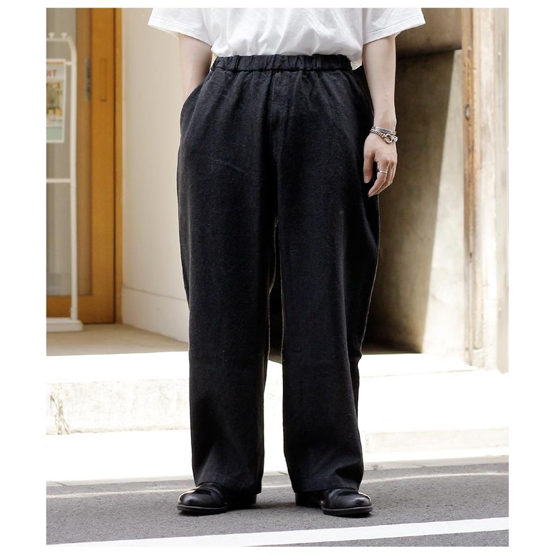 �ߥå��� MITTAN �������㸨 �磻�� �ѥ�� FLAX RAMIE SILK PANTS WIDE (PT-121-26A)
