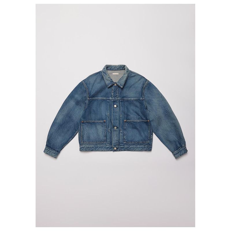 ����ƥꥢ ULTERIOR ������ơ��� �����å���� ��������å� �ǥ˥� �ץ꡼�ƥå� ���㥱�å�  VINTAGE WASHED SELVEDGE DENIM PLEATED JKT (UBJ66-LC273-V)