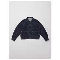 ����ƥꥢ ULTERIOR �����å���� ��������å� �ǥ˥� �ץ꡼�ƥå� ���㥱�å�  WASHED SELVEDGE DENIM PLEATED JKT(UBJ66-LC272-T)