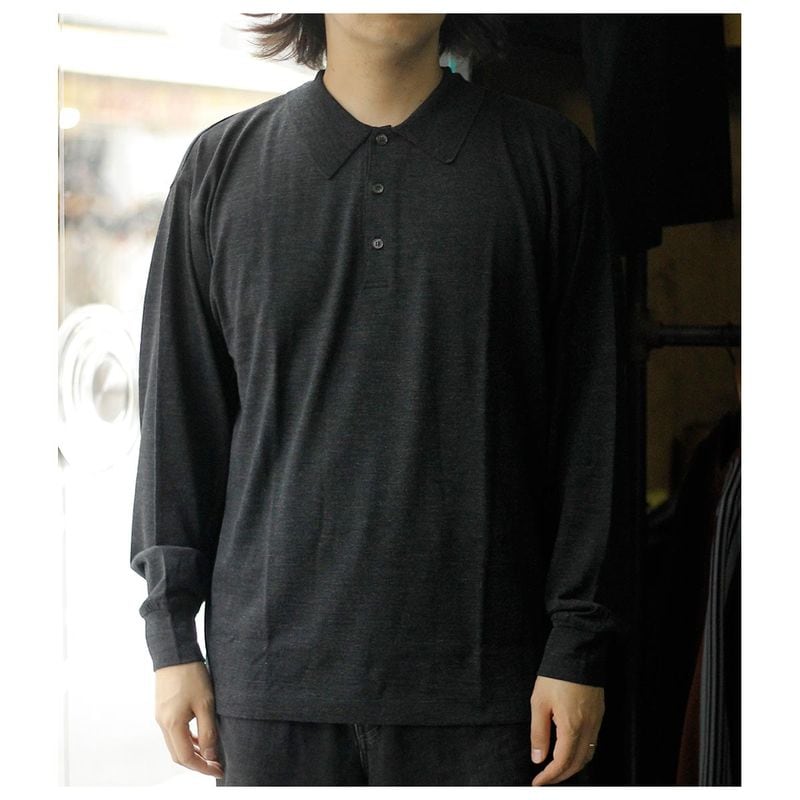 �Хȥʡ� BATONER ������ �ݥ� ���󥰥��꡼�� T����� WOOL POLO LONG SLEEVE T-SHIRT (BN-26FM-014)