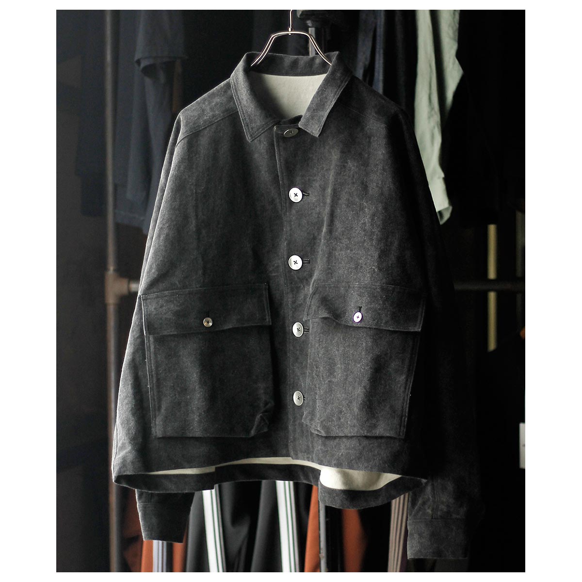 アクシス AXIS 炭染 モールスキン ショートレングス ブルゾン Charcoal dyeing moleskin Short Length Blouson (BL001-26AW)