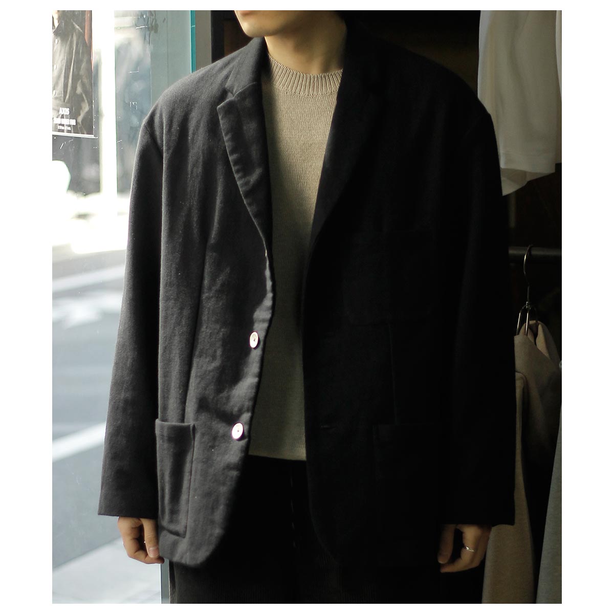 �������� AXIS ���۵��Ӳù� �⡼�륹���� ���󥰥� ���㥱�å� Moleskin Needle-Punched Fleece SINGLE BRESTED JACKET (JK001-26AW)