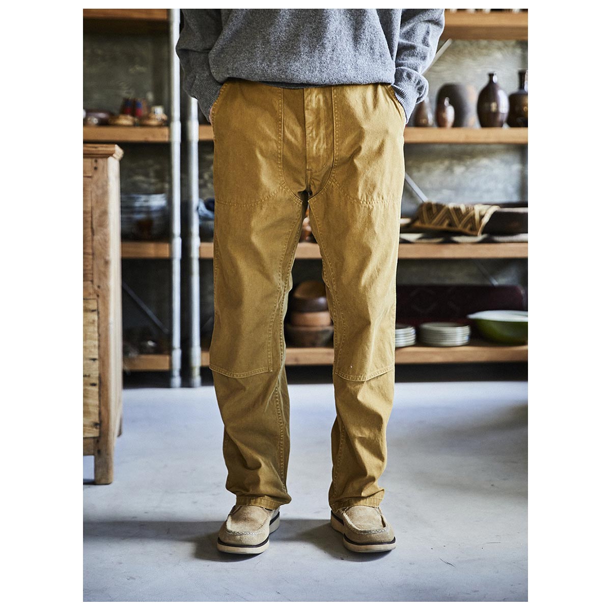 orSlow オアスロウ 26AWシーズナル ダブルニー キャンバス ワーク トラウザーズ ブラウン DOUBLE KNEE CANVAS WORK TROUSERS (01-5329-53S)