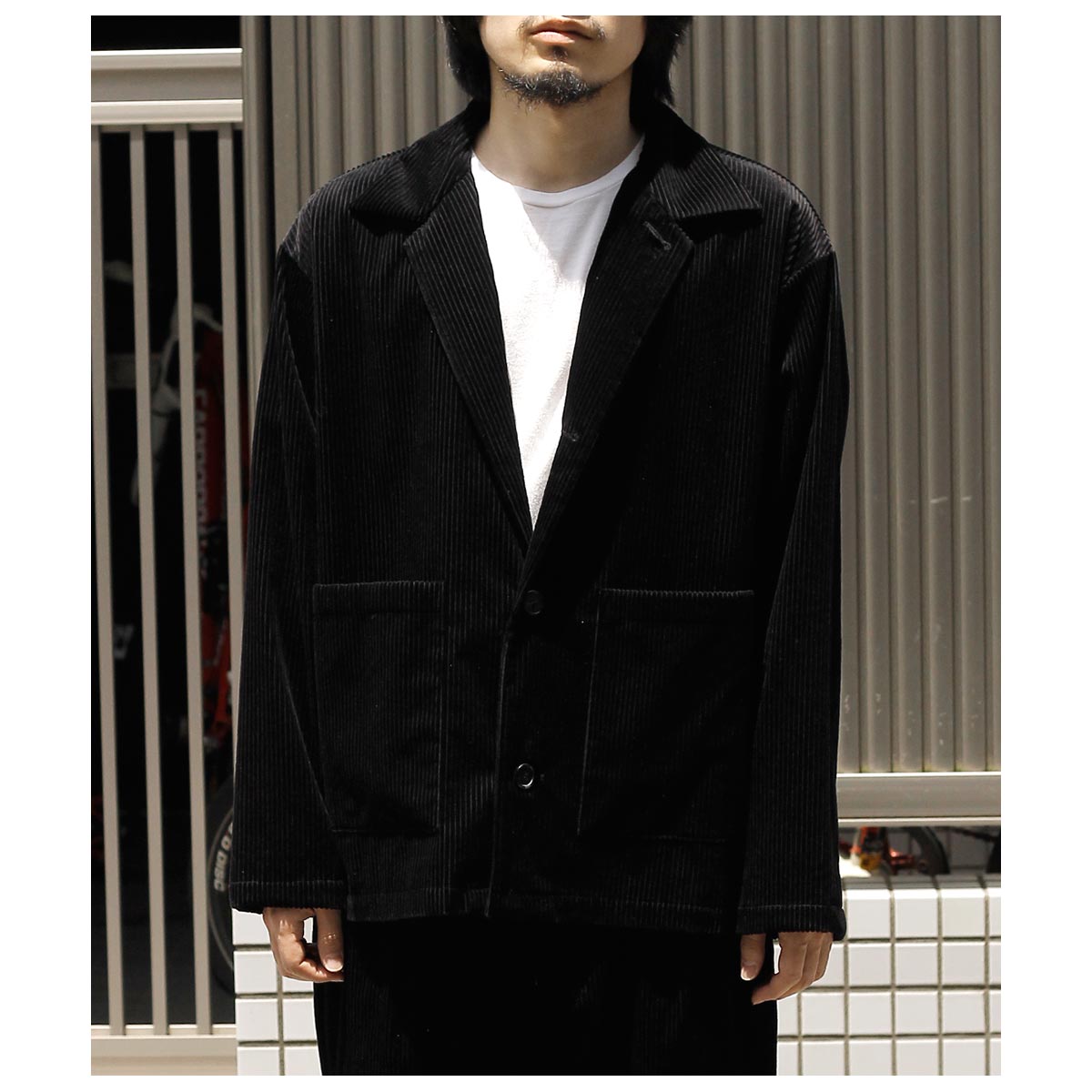 ����ƥ�� INTERIM �ǥåɥ��ȥå� �磻�� �����ǥ���� �����ץ� ���顼 ����� ���㥱�å� DEADSTOCK WIDE CORDUROY OPEN COLLAR OVER SHIRT JACKET (IT26A103)