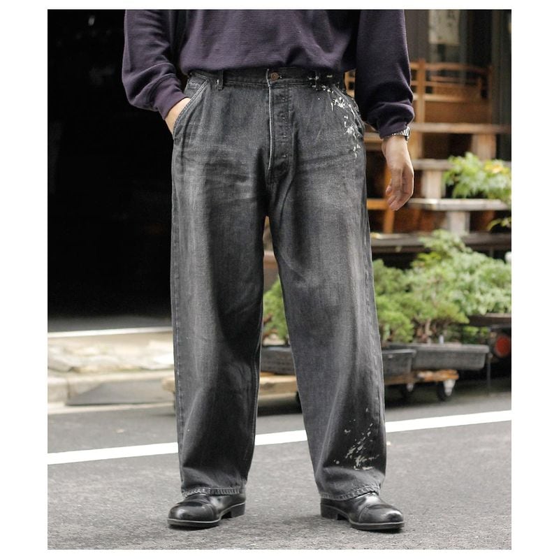 ����� GURANK  �ǥ����ȥ쥹�� ��������å� ������ Distressed selvage jeans (2652U)