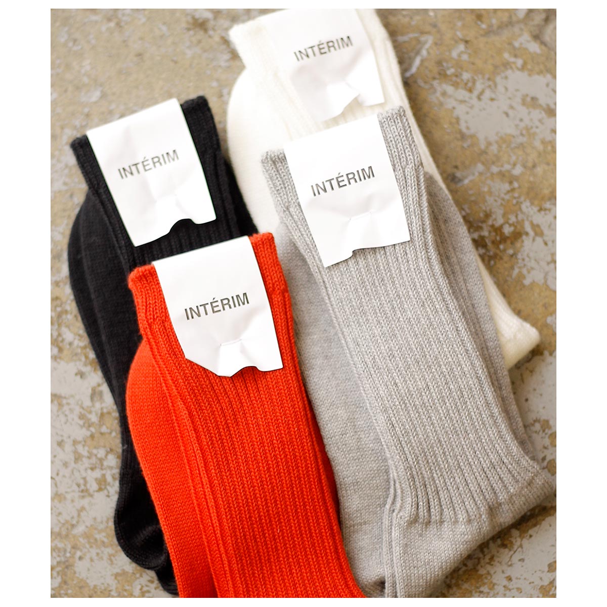 インテリム INTERIM カシミヤ オーガニック コットン リブ ソックス CASHMERE ORGANIC COTTON RIBBED SOCKS (IT000337)