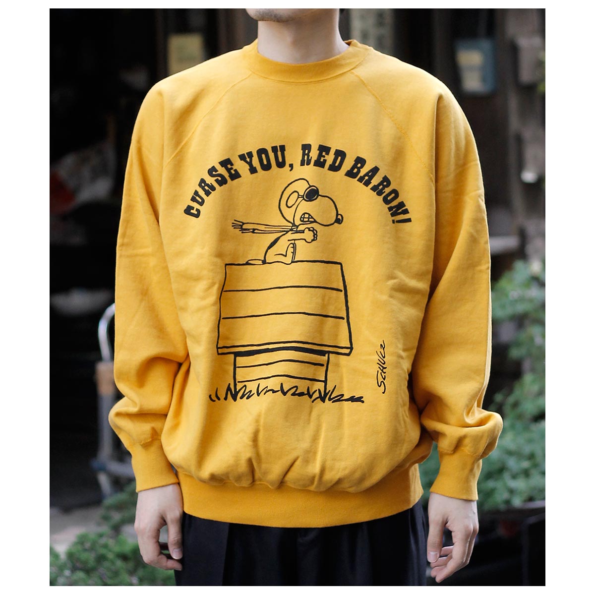 ウエアハウス WAREHOUSE オールド スプルース スタイル ラグラン クルーネック スウェット "FLYING ACE" Vintage Peanuts Series YP226W-1 "FLYING ACE" (YP226W-1 )