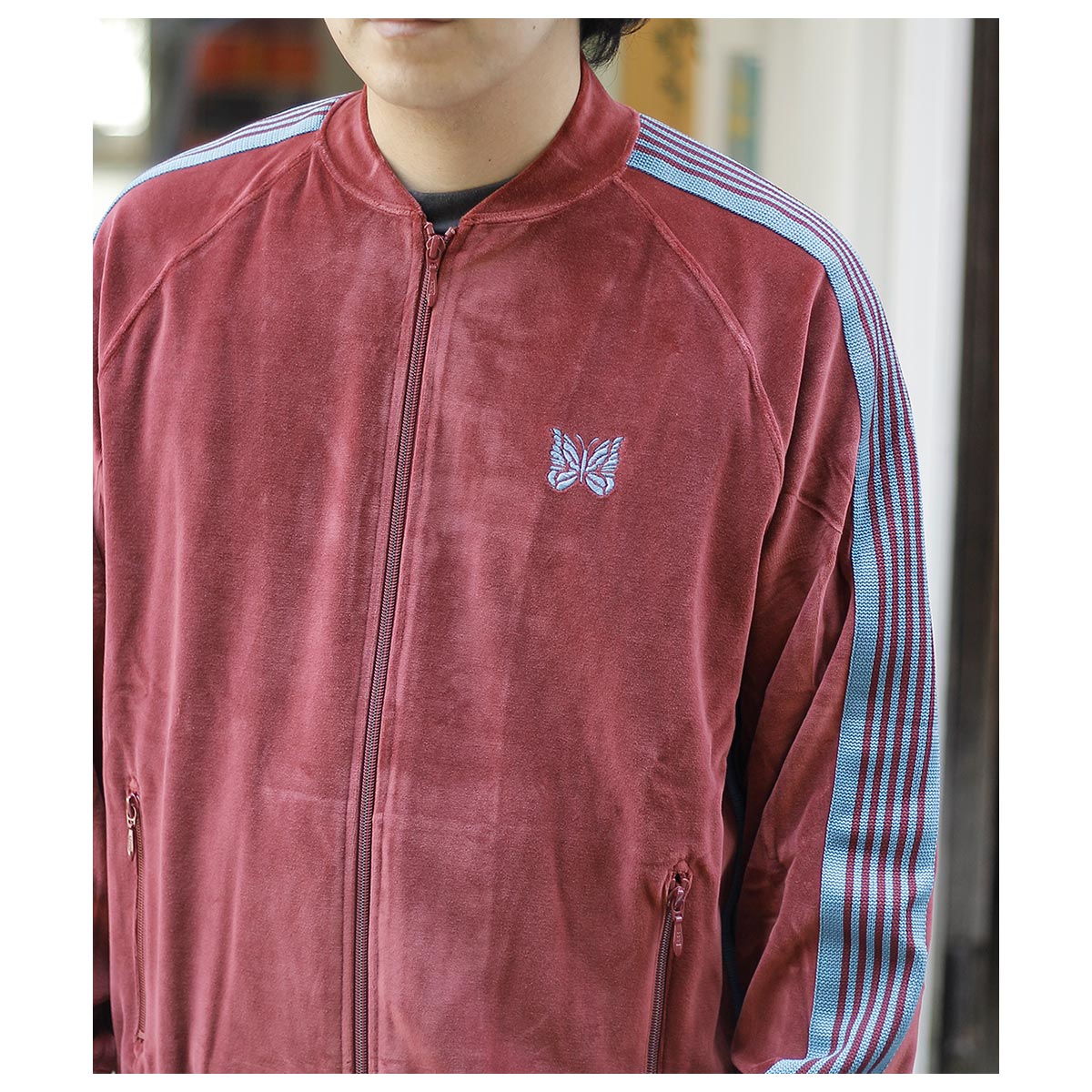 50%OFF ������ �ˡ��ɥ륺 NEEDLES   �٥��� ��֥��顼 �ȥ�å� ���㥱�å� Rib Collar Track Jacket - C/PE Velour (RW323)