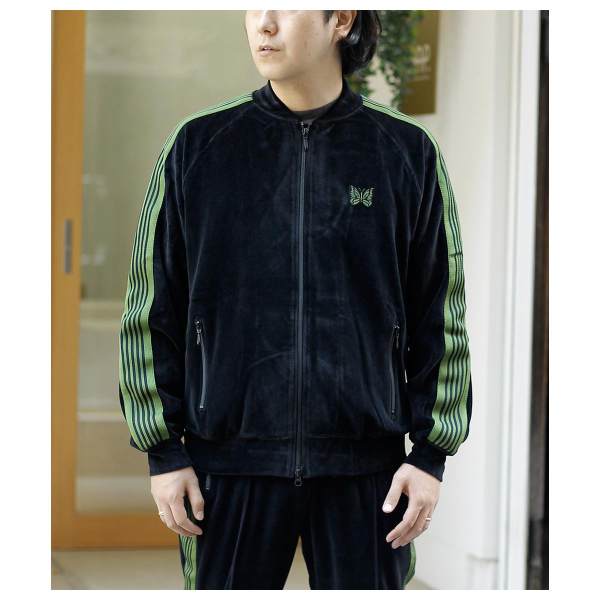 50%OFF ������ �ˡ��ɥ륺 NEEDLES   �٥��� ��֥��顼 �ȥ�å� ���㥱�å� Rib Collar Track Jacket - C/PE Velour (RW323)