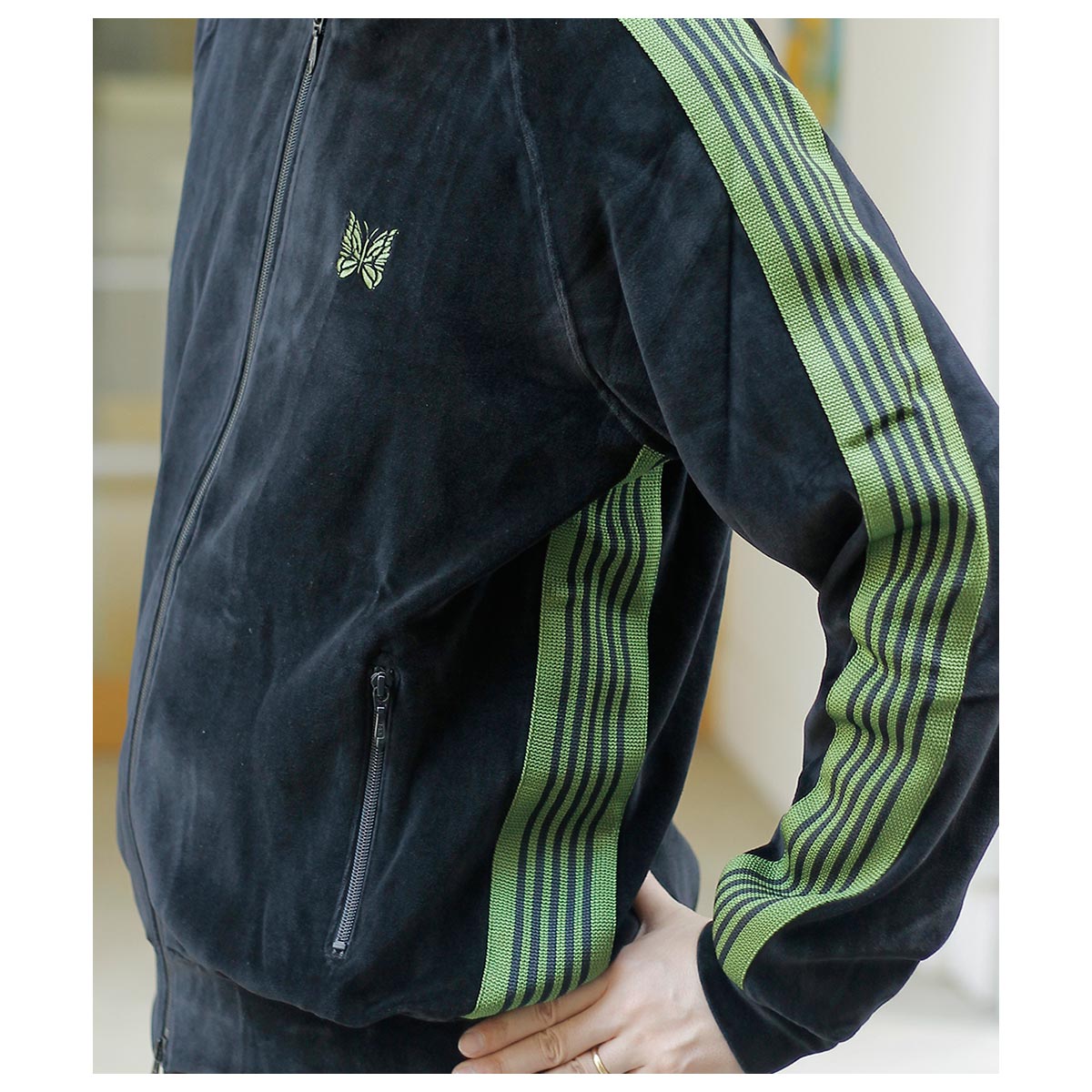 50%OFF ������ �ˡ��ɥ륺 NEEDLES   �٥��� ��֥��顼 �ȥ�å� ���㥱�å� Rib Collar Track Jacket - C/PE Velour (RW323)