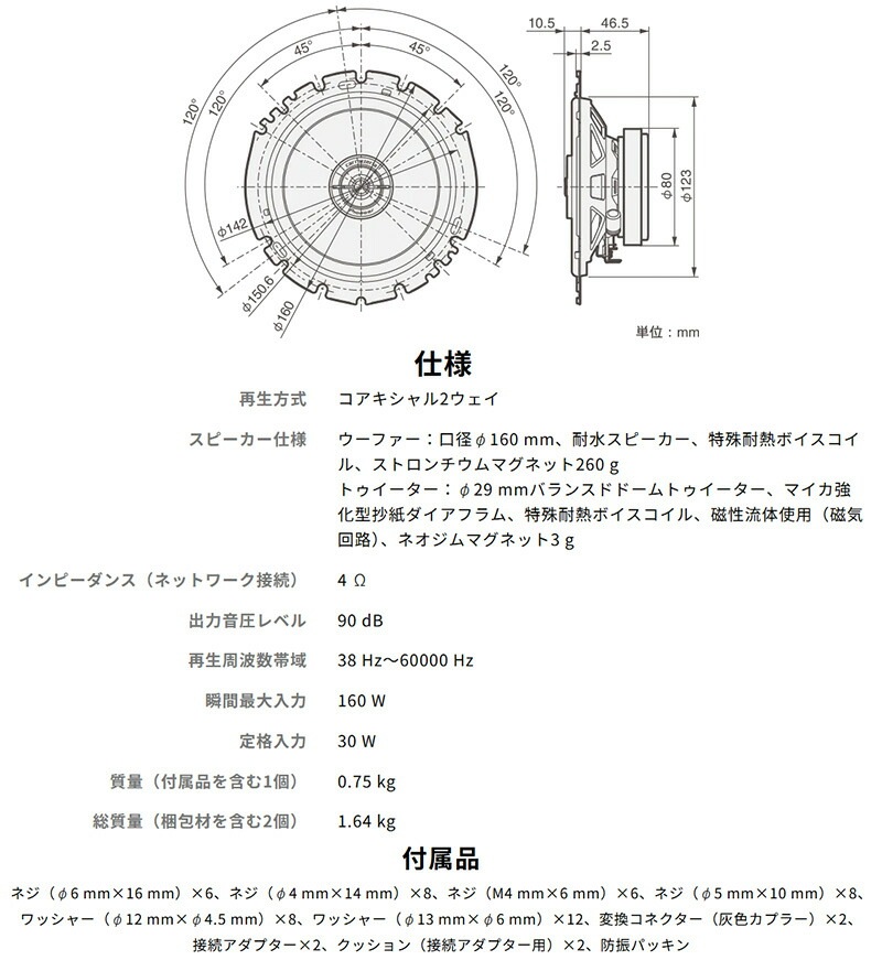 TS-F1650 Pioneer パイオニア carrozzeria カロッツェリア 16cm