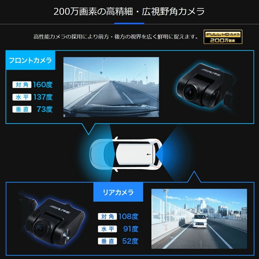 【中古品】ALPINE DVR-DM1046A-IC ドライブレコーダー ドライブレコーダー搭載 10型デジタルミラー［車内用リアカメラ