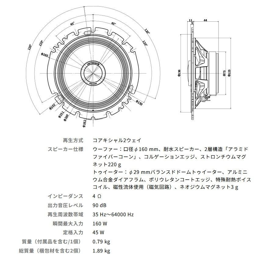 TS-C1640 pioneer パイオニア carrozzeria カロッツェリア 16cm