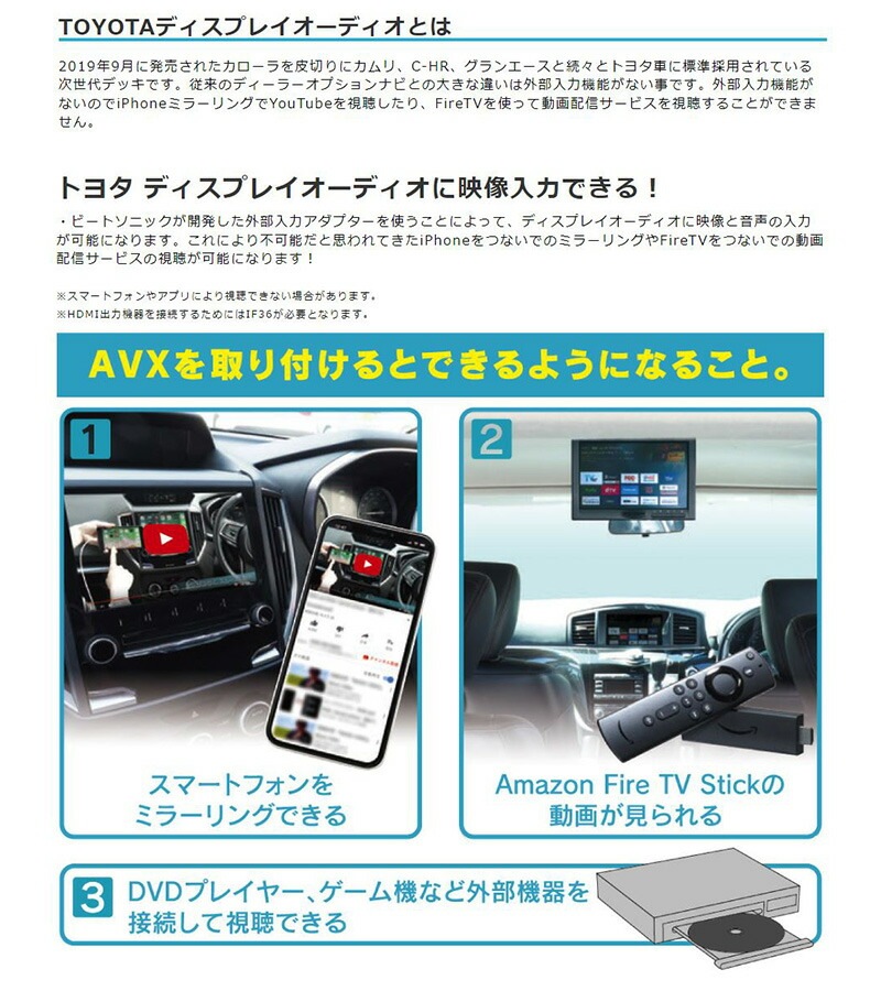 AVX02 Beat-Sonic ビートソニック トヨタ専用 ディスプレイオーディオ