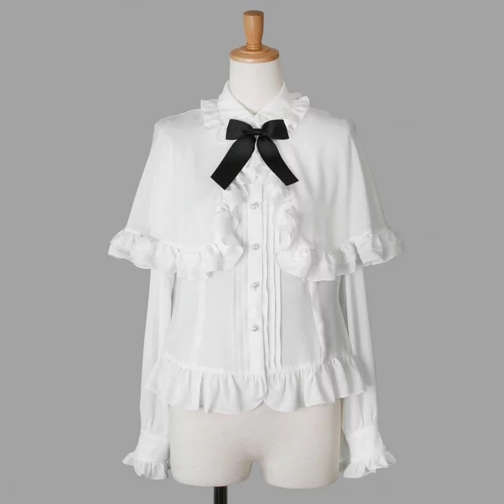 アンドロミオ　ケープブラウスアンティークセットアップ(ブラウス+スカート) モノトーンセットアップ (ケープブラウス+コルセットスカート