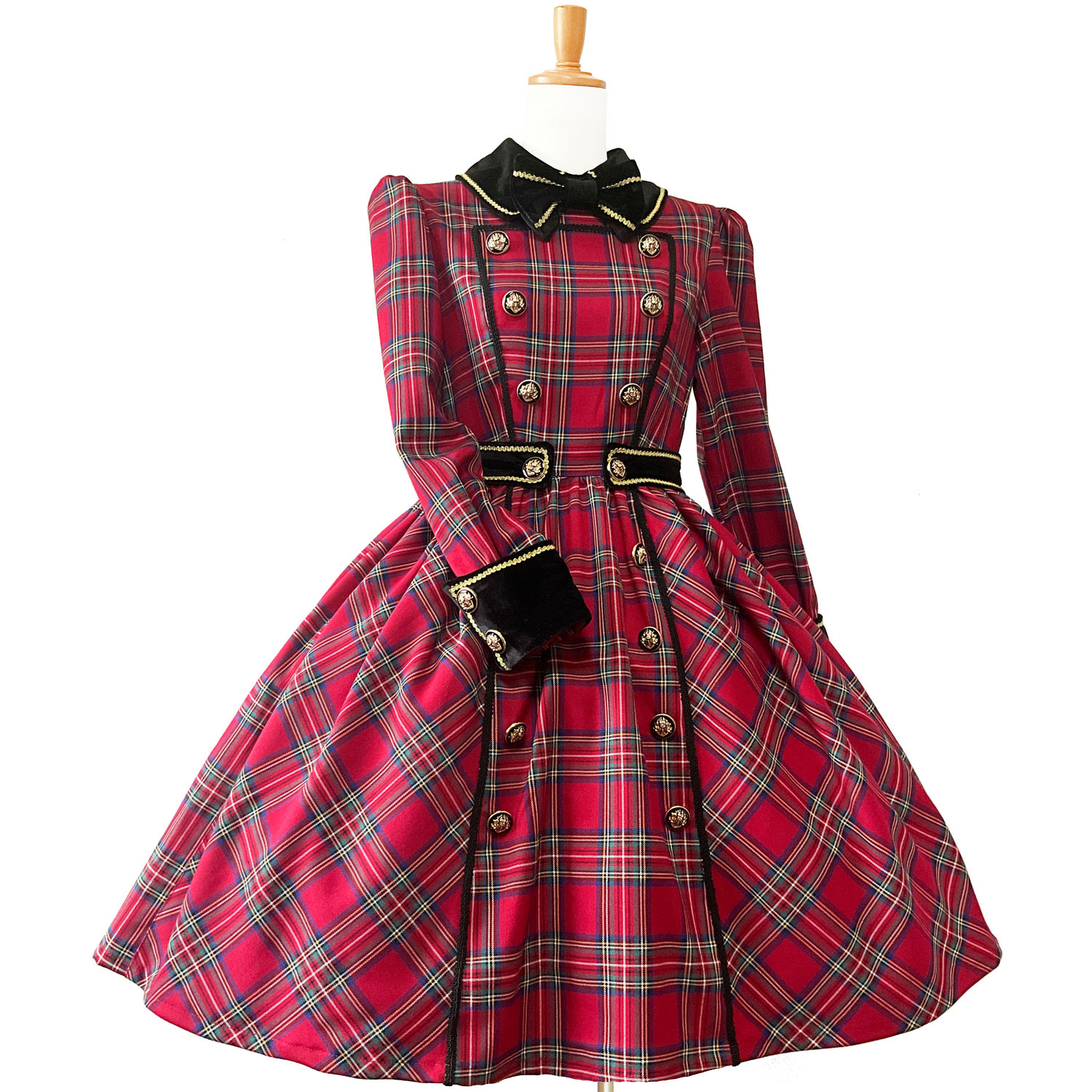 アンドロミオ タータンチェック柄ワンピース 最新作】Napoleon Tartan Dress 赤チェックのナポレオン