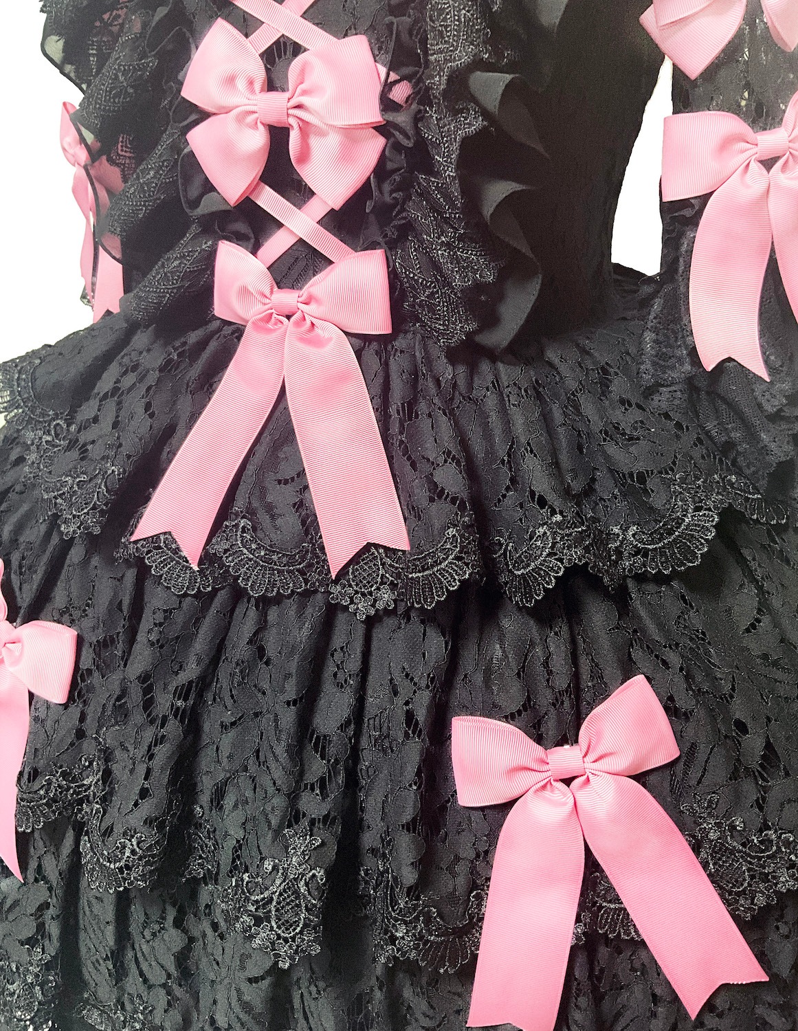 最新作】BLACK-PINK 華麗なレースの宮廷ロココドレス -Noir Rococo