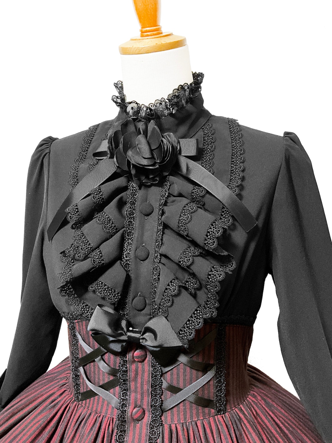 最新作】黒薔薇ノクターン｜コサージュ付きクラシカルワンピース