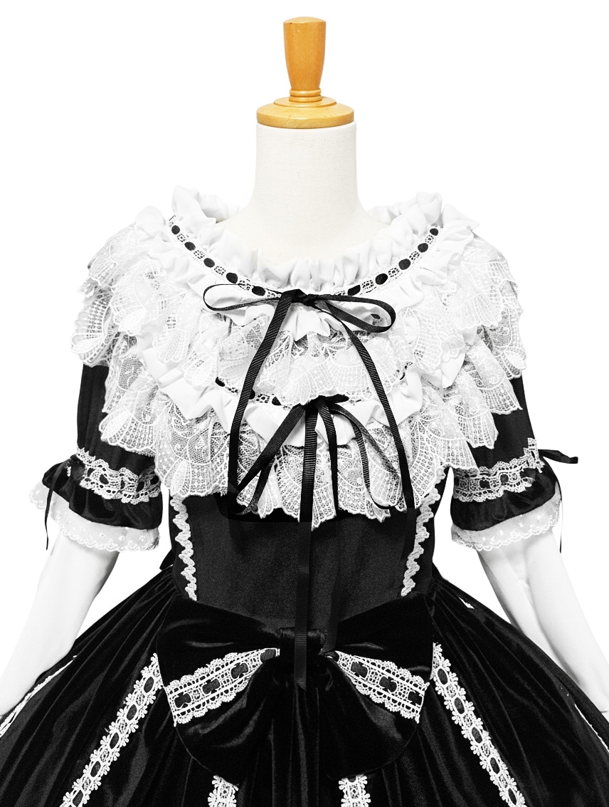 クラシカルVictorian優雅ワンピース黒 ANDROMEOアンドロミオ アンドロミオ ワンピース ゴスロリ ロリータ ヘッドドレス付き 【公式