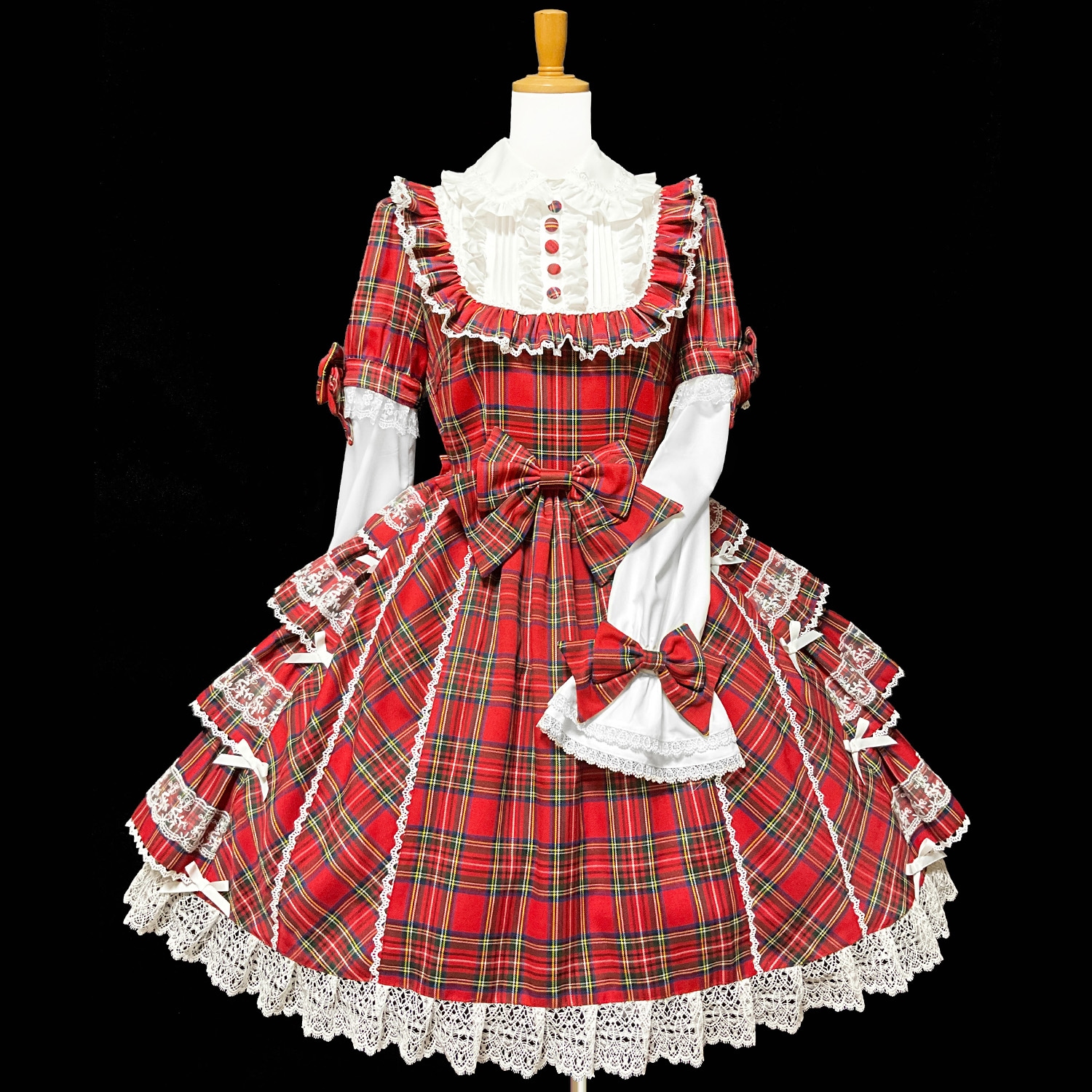Queen 18 Crimson” チェックの豪華絢爛ヨークVictorianワンピ 18