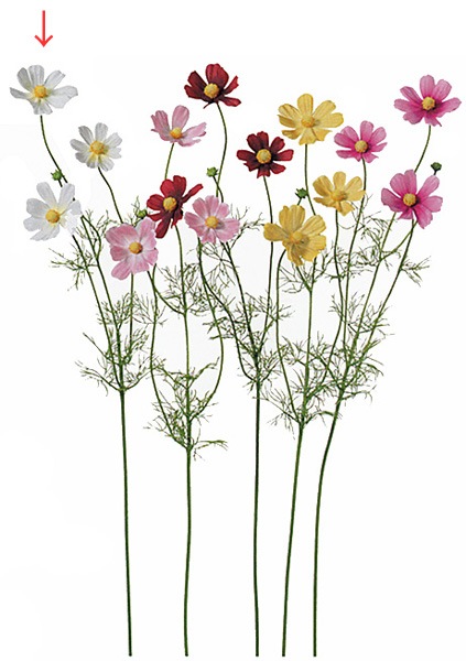 Asca Art F コスモスx3 つぼみx1 ホワイト アーティフィシャルフラワー花材 フラワー 種類 属性 で選ぶ コスモス アニーズ