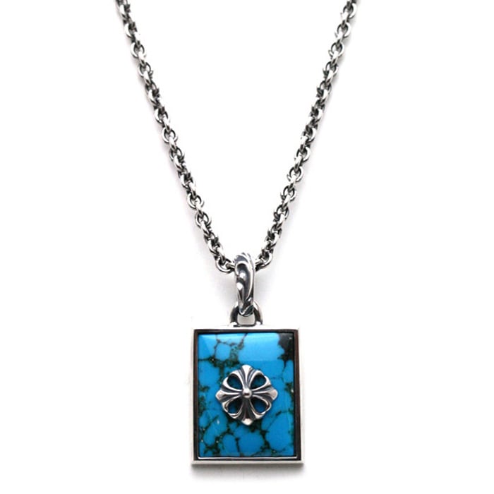 Square Turquoise Necklace/ Cross01