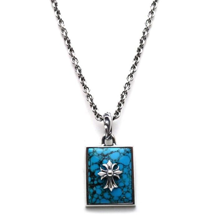 Square Turquoise Necklace/ Cross02