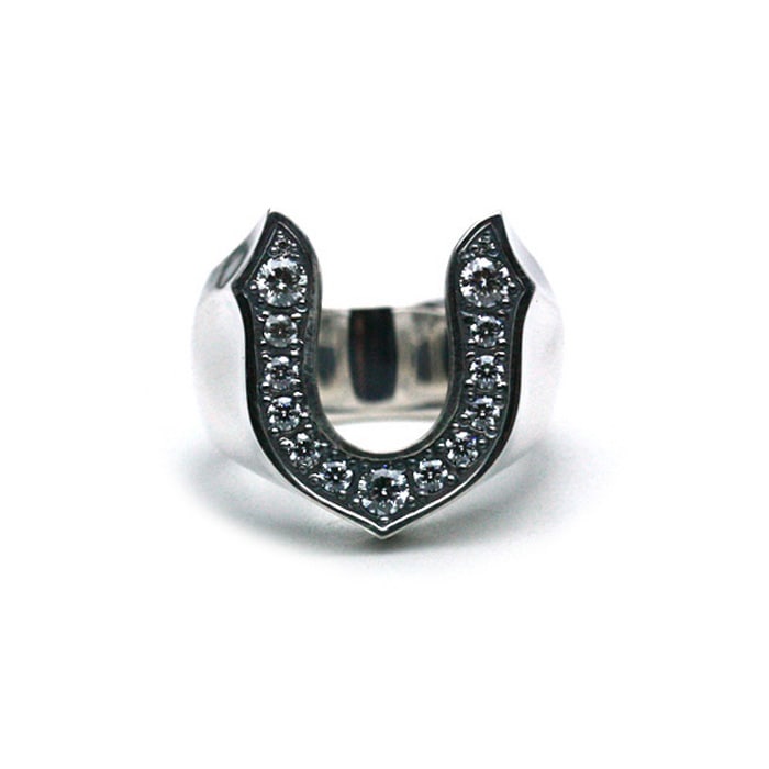WHITE CZ SMALL HORSESHOE RING