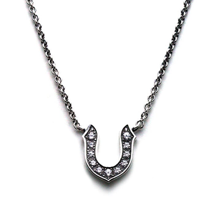 WHITE CZ HORSESHOE NECKLACE
