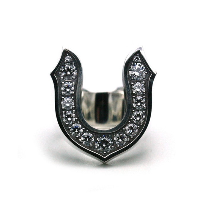 WHITE CZ LARGE HORSESHOE RING