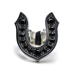 BLACK CZ LARGE HORSESHOE RING