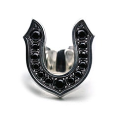 BLACK CZ LARGE HORSESHOE RING