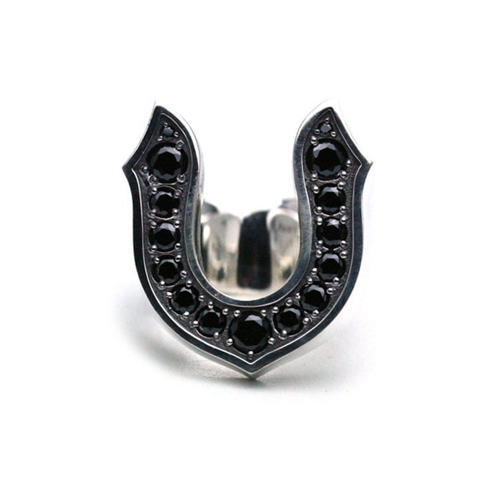 BLACK CZ LARGE HORSESHOE RING