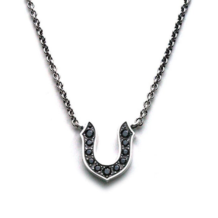 BLACK CZ HORSESHOE NECKLACE
