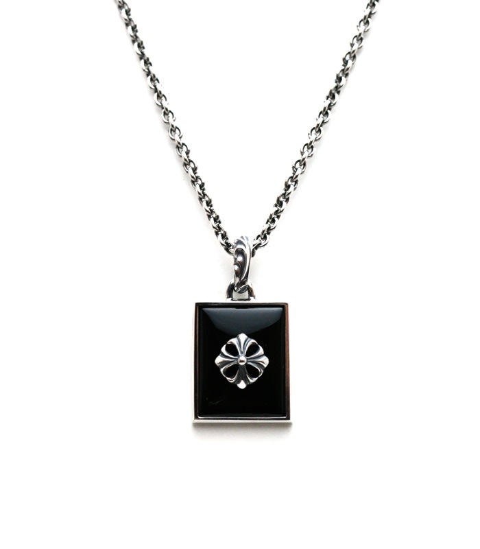 Square Onyx Necklace/ Cross01