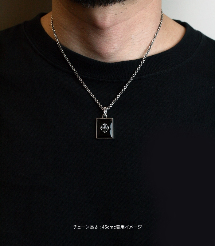 Square Onyx Necklace/ Cross01
