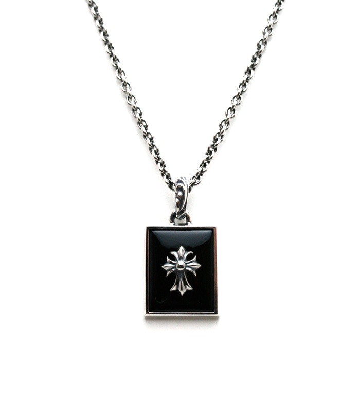 Square Onyx Necklace/ Cross02