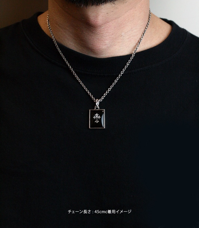 Square Onyx Necklace/ Cross02