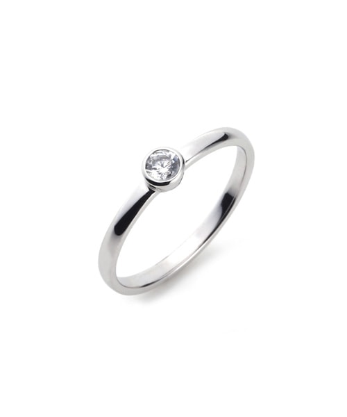 Plain Engagement Ring K18 WHITE GOLD��0.15ct)