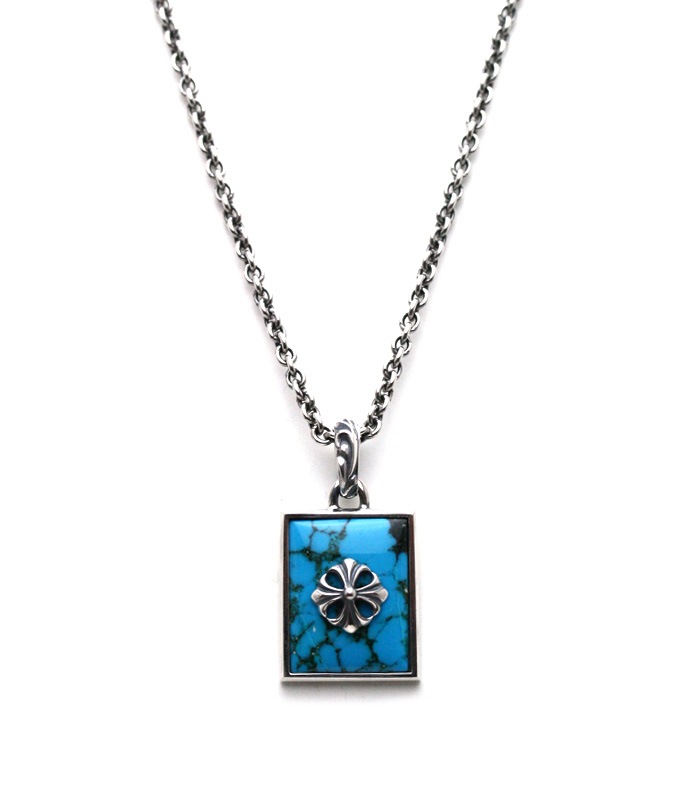 Square Turquoise Necklace/ Cross01
