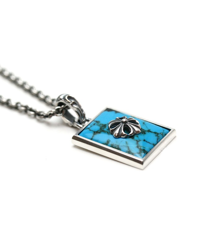 Square Turquoise Necklace/ Cross01