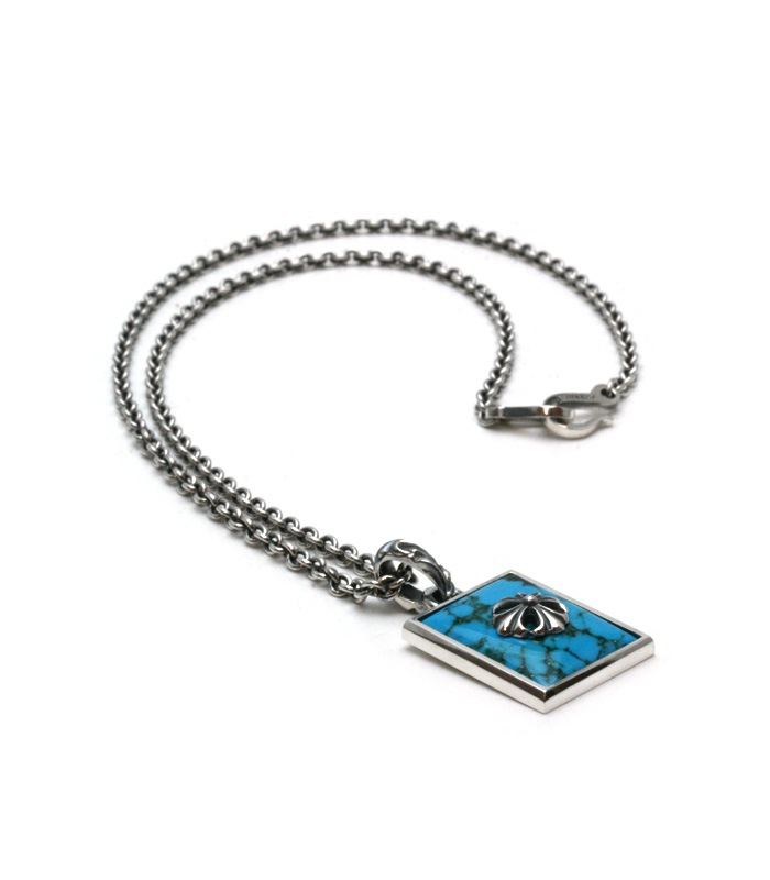 Square Turquoise Necklace/ Cross01