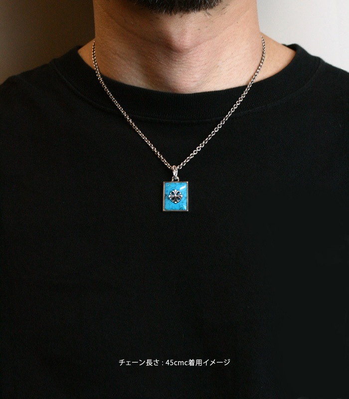 Square Turquoise Necklace/ Cross01